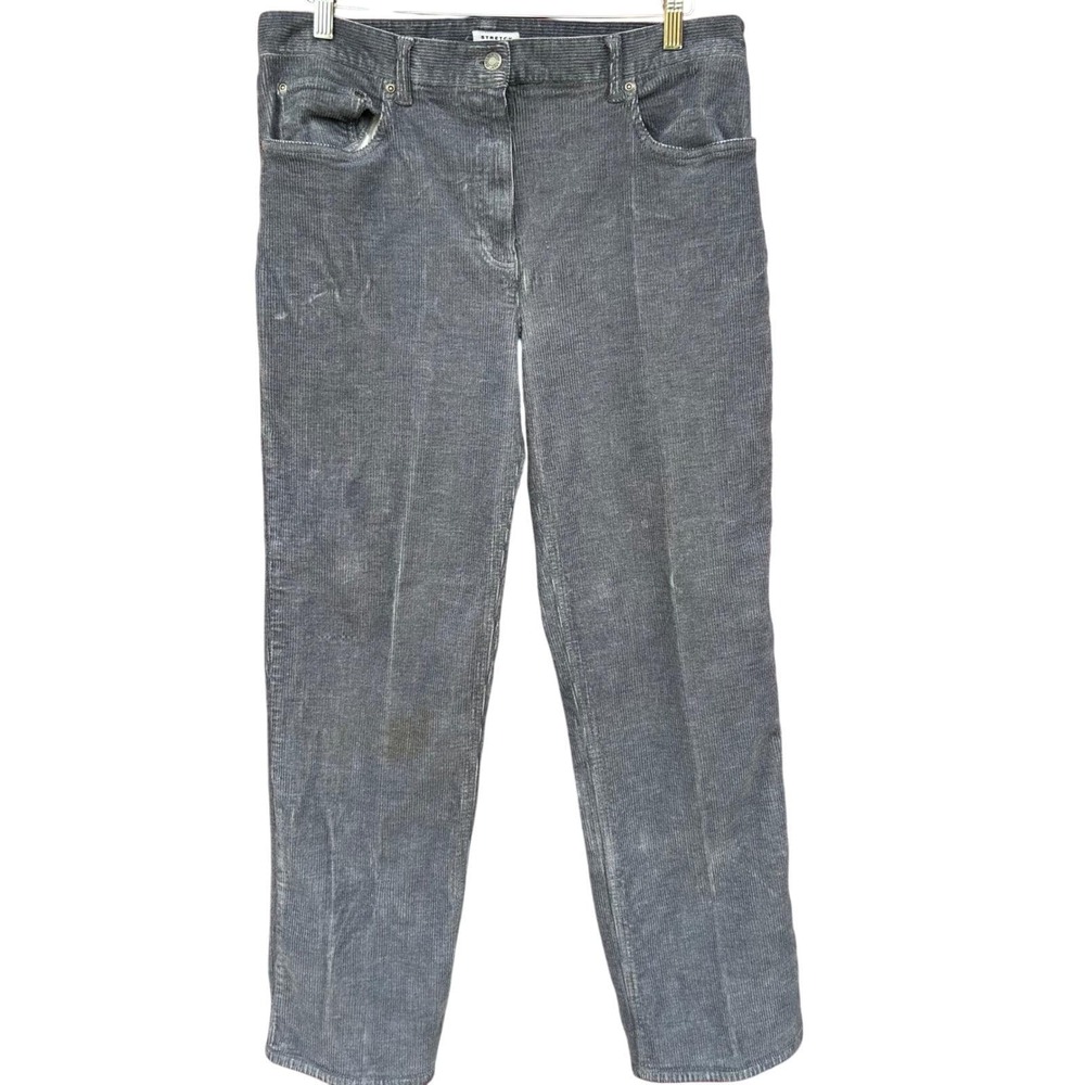 Jones‎ New York Sport Pants Womens 12 Blue Gray Corduroy Stretch Straight Casual